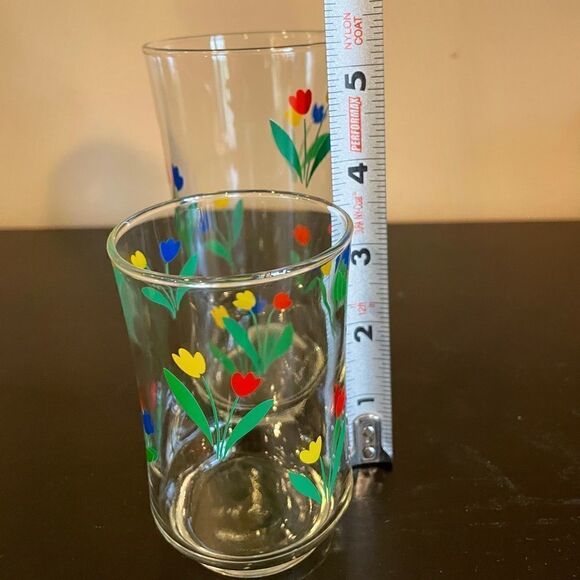 Libby Jubilee Vintage Set of Tulips Tumblers Cups. - Picture 4 of 4
